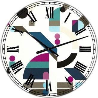 Designart Circe Composition in Pink Green and Black Iii Large Mid-Century Wall Clock - 36