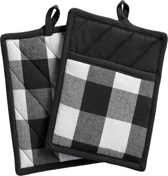 Farmhouse Living Buffalo Check Pot Holder Pair - Black/white