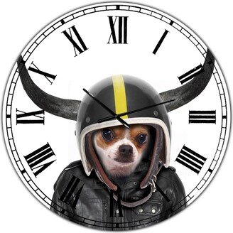 Designart Little Dog with Attitude Large Modern Wall Clock - 36 x 36