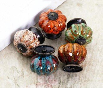 Ceramic Knobs - Pumpkin Cupboard Cabinet Kitchen Er009D