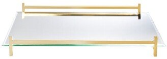 Alice Pazkus 15.75In Mirror Oblong Tray With Gold Handles