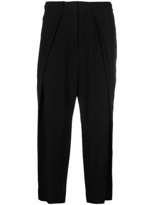 Side Folded Crepe Cropped Trousers