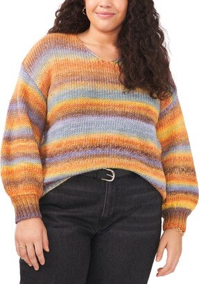 Plus Size Cozy Space Dye V-Neck Sweater