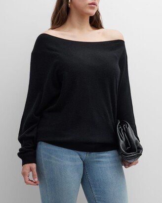 Minnie Rose Plus Plus Size Cashmere Off-Shoulder Sweater