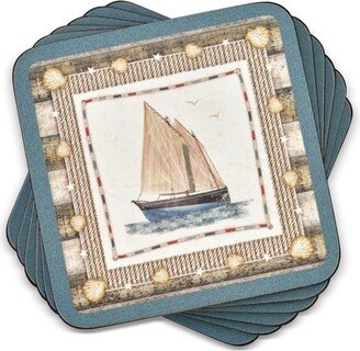 Coastal Breeze Coasters Set of 6 - 4.25 Square