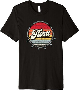 Flora, OR Retro Sunset Souvenir Retro Flora Home State Cool 70s Style Sunset Premium T-Shirt