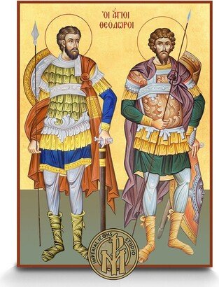 22 Karats Saints Theodore The Stretelate & Tyro Orthodox Icon | Gold Leaves 22K - Christian Gift in Case