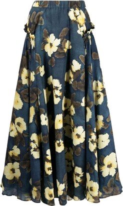 Floral-Print Flared Skirt