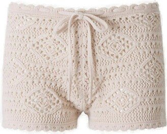 Crochet Drawstring Shorts-AB