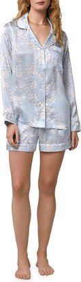 Floral Print Silk Short Pajamas-AA