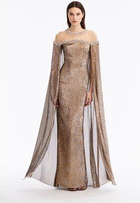 ODLR Crystal Scallop Illusion Neck Caftan