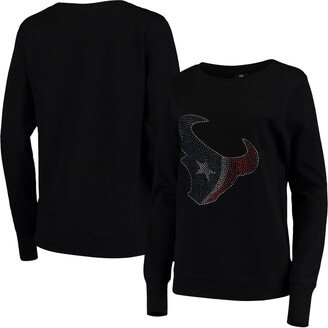 Women's Cuce Black Houston Texans Halfback Fleece Pullover Sweatshirt