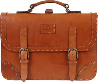 The Dust Company Leather Briefcase In Cuoio Brown