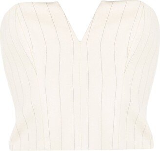 Cropped Pinstriped Corset-Style Top