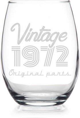 1972 Vintage Original Birthday Stemless Wine Glass - 49Th Gift, Glass, Gift For Her, Friend