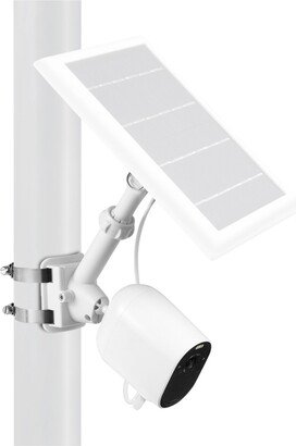 Wasserstein 2-in-1 Universal Pole Mount for Camera & Solar Panel Compatible with Wyze, Blink, Ring, Arlo, Eufy Camera (White) - Mount Only, Solar Pane