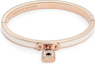 Rose Goldtone & Enamel Lock Charm Bangle Bracelet