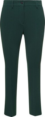 Leaf Green Slim Pants With Back Pockets Woman