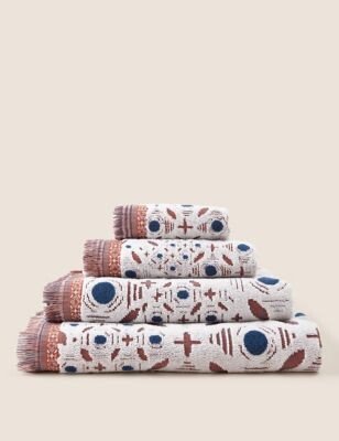 M&S X Fired Earth Seville Feria Pure Cotton Fringed Towel