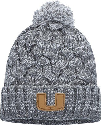 Women's Heather Gray Miami Hurricanes Arctic Cuffed Knit Hat with Pom