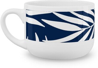 Mugs: Palm Tree Leaves Latte Mug, White, 25Oz, Blue