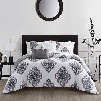 Chic Home Design Medi 9 Piece Cotton Jacquard Comforter Set Medallion Embroidered Bedding