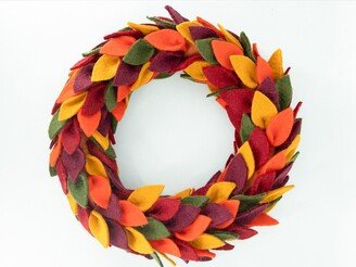 45cm Felt Fall Leaves Wreath For Front Door Hanger Decorations | Autumn Decor Centerpiece