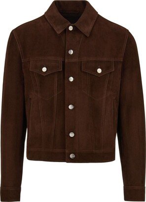 Spread-Collar Suede Jacket