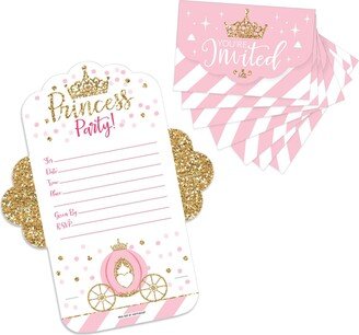 Big Dot Of Happiness Little Princess Crown Fill-In Pink & Gold Party Fold & Send Invitations 8 Ct