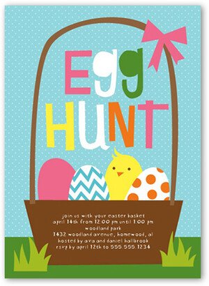 Easter Invitations: Egg Hunt Easter Invitation, Blue, Pearl Shimmer Cardstock, Square