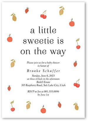 Baby Shower Invitations: Fruity Frame Baby Shower Invitation, White, 5X7, Luxe Double-Thick Cardstock, Square