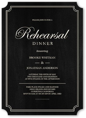 Rehearsal Dinner Invitations: Elegant Commitment Rehearsal Dinner Invitation, Black, Matte, Signature Smooth Cardstock, Ticket