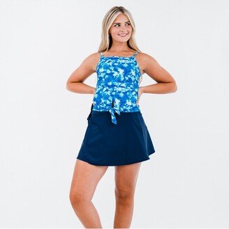 Calypsa Riley Knotted Swim Top - Blue Tie Dye - 5X