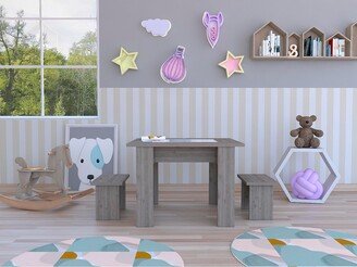 unbrand 3-piece Kids Table Set,2 benches and 1 Kids Table with 2 Bins