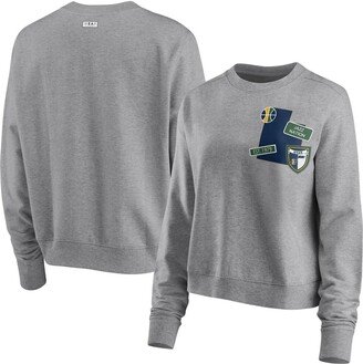 Women's Wear by Erin Andrews Heathered Gray Utah Jazz Patch Applique Pullover Sweatshirt