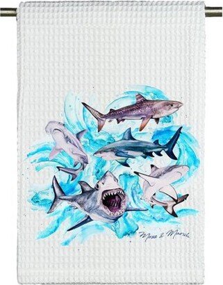 Sharks Watercolor Microfiber Tea Towel