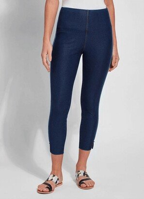 Cropped Side Slit Denim Legging In Indigo