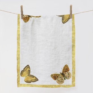 Dish Towel, Butterflies, Tea Linen 100% Linen, Kitchen Custom Towel Fabric, Personalized