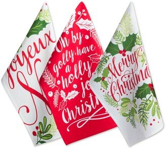 Assorted Boughs of Holly Printed Dishtowel Set