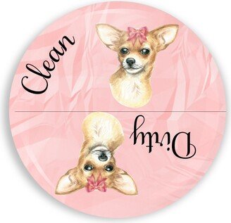 Chihuahua With Pink Bow Clean Dirty Dishwasher Magnet