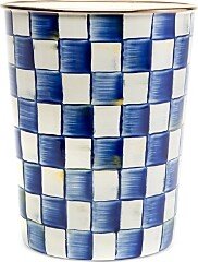 Mackenzie-Childs Royal Check Enamel Waste Bin