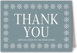 Thank You Cards: Snowflake Surrounding Thank You Card, Blue, 3X5, Matte, Folded Smooth Cardstock
