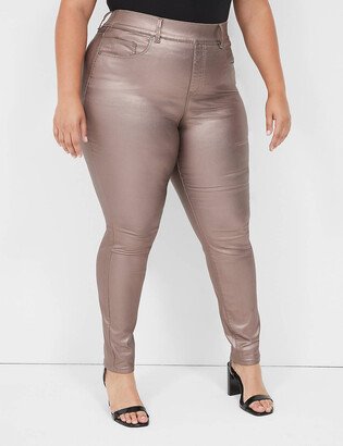 Pull-On High-Rise Coated Metallic Jegging