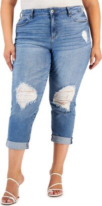 Trendy Plus Size Cuffed Girlfriend Jeans