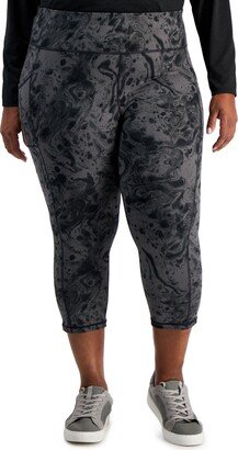 Id Ideology Plus Size Water Bubble Side-Pocket Cropped Leggings, Created for Macy's