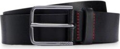 Italian-leather belt with logo-engraved buckle-AB