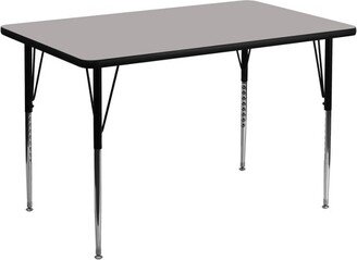 30''W x 48''L Rectangular Grey HP Laminate Activity Table - Standard Height Adjustable Legs