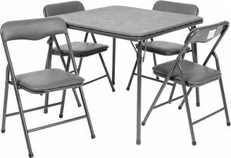 Emma and Oliver Kids Gray 5 Piece Folding Activity Table and Chair Set for Home & Daycare