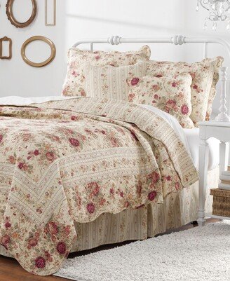 Antique-Like Rose 100% Cotton Reversible 4 Piece Quilt Set, Twin/Xl