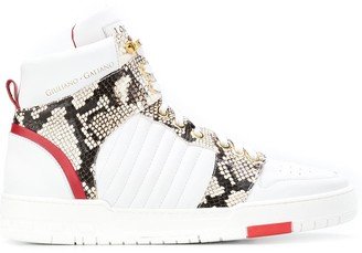 Snake-Print High-Top Sneakers